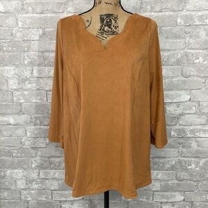 Soft Surroundings Wishing Bell Sleeve Faux Suede Tunic